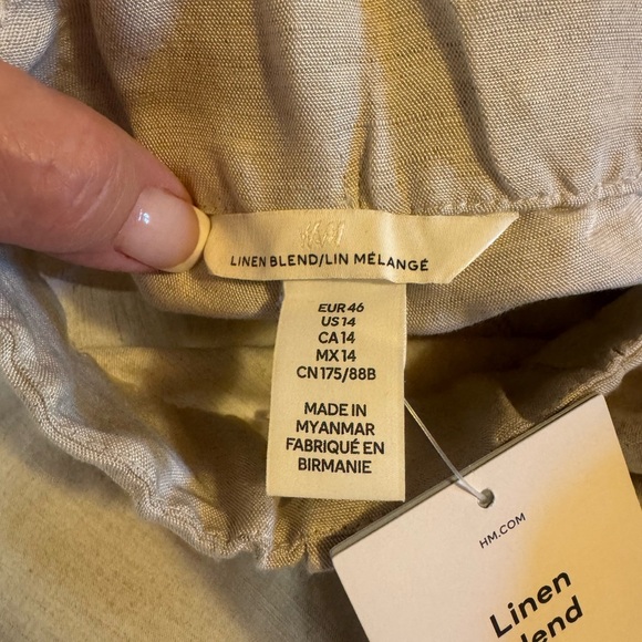 H&M NWT Light Tan Linen Chinos Size 14 - Picture 3 of 6